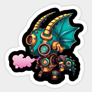 Steampunk Kawaii Dragon Robot Sticker